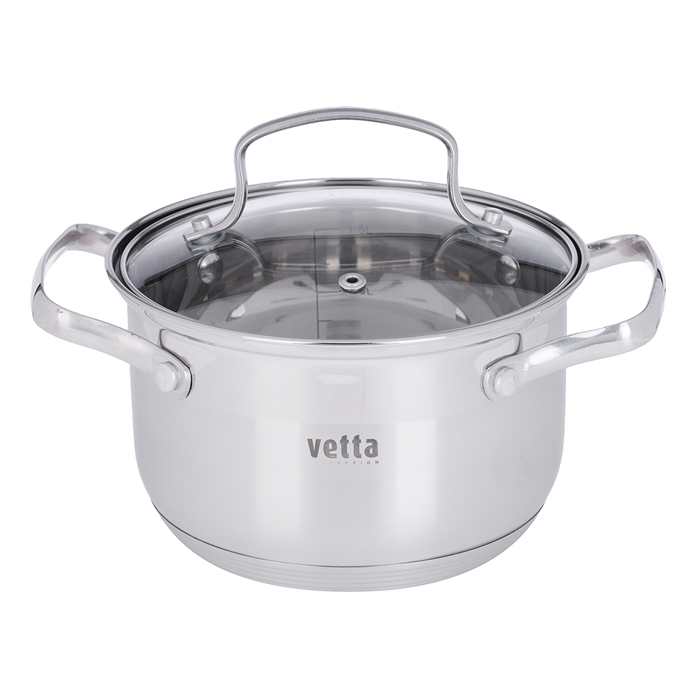 VETTA Берн Кастрюля 16х10см. 1,9л. со стекл. крышкой, индукция, арт.№ 822-099