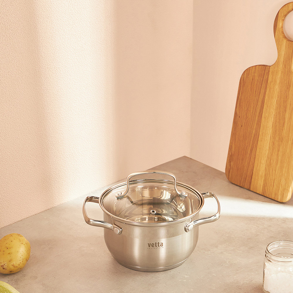 VETTA Берн Кастрюля 16х10см. 1,9л. со стекл. крышкой, индукция, арт.№ 822-099