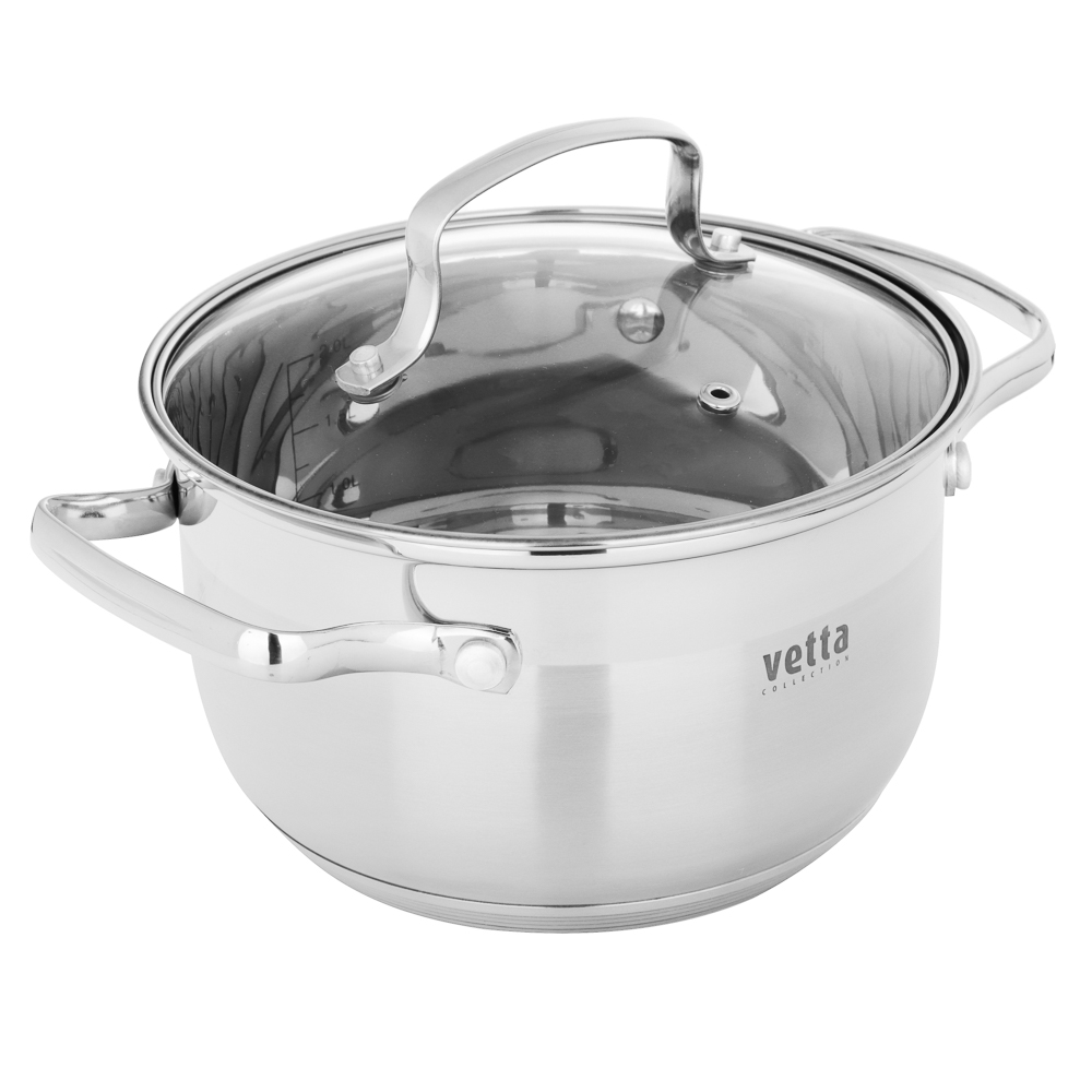 VETTA Берн Кастрюля 18х11см. 2,6л. со стекл. крышкой, индукция, арт.№ 822-100