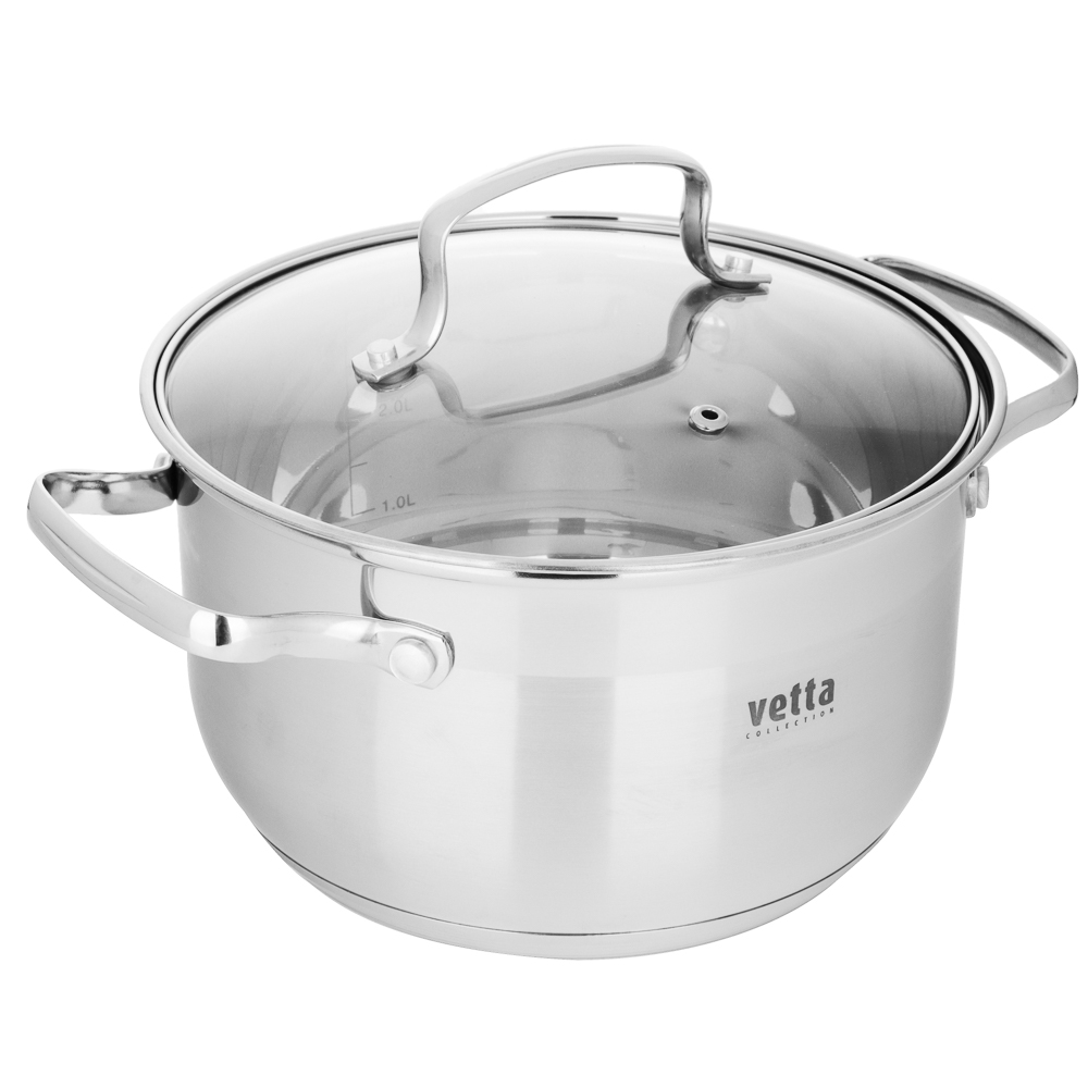 VETTA Берн Кастрюля 20х12см. 3,5л. со стекл. крышкой, индукция, арт.№ 822-101