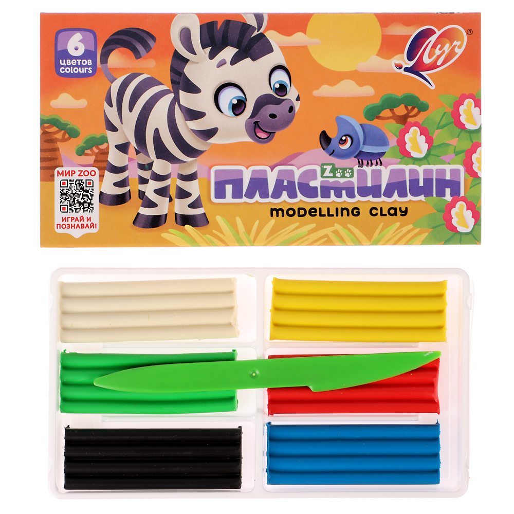 Пластилин "ZOO" 6 цветов (15 г брус.), арт.№ 239-100
