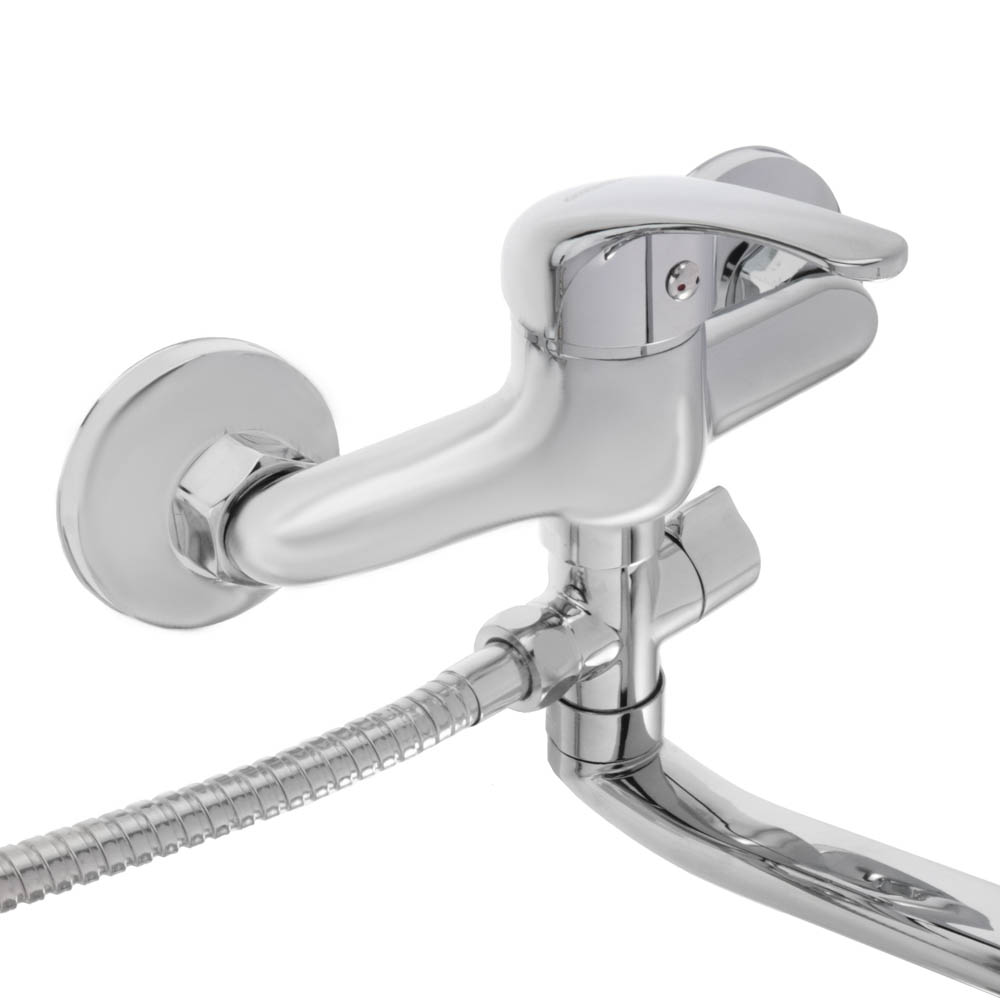 СоюзКран Смеситель для ванны с душем, плоский излив 35см, кер. картридж 35мм, хром, цинк, SK09-I102, арт.№ 567-020