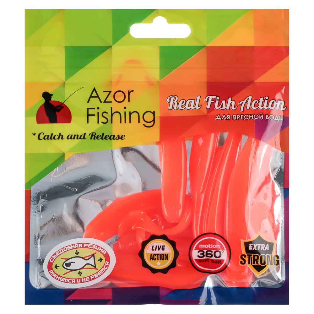 Приманка мягкая "Виброхвост оффсет 2.8" тм AZOR FISHING,силикон Премиум,70 мм,8 шт. в уп,микс цветов, арт.№ 145-085