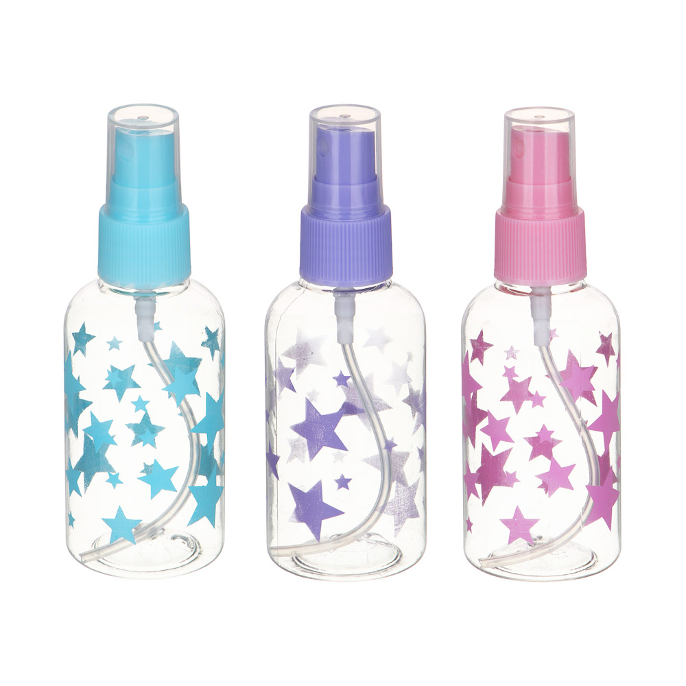 Бутылочка косметическая с пульверизатором 75мл тм ЮНИLOOK, пластик, 2 цвета, арт.№ 305-151