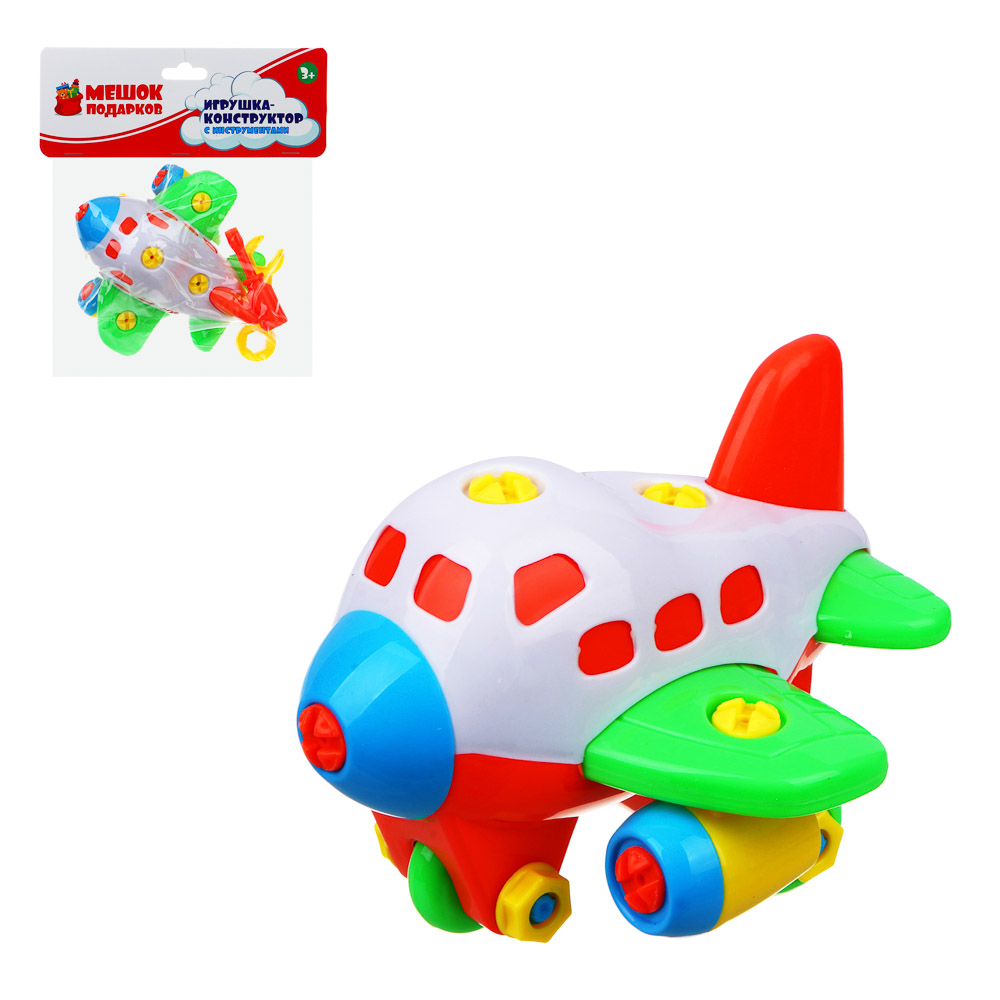 МЕШОК ПОДАРКОВ Игрушка-конструктор с инструментами, крупные детали, PP, 22х8х13,5/18см, 2 диз., арт.№ 891-318