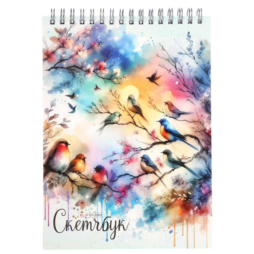 Скетчбук А5 (альбом), 14,5х20cм, 30л. обл. картон, блок 120г/м2, спираль, тв. подложка, 4 диз., арт.№ 515-070
