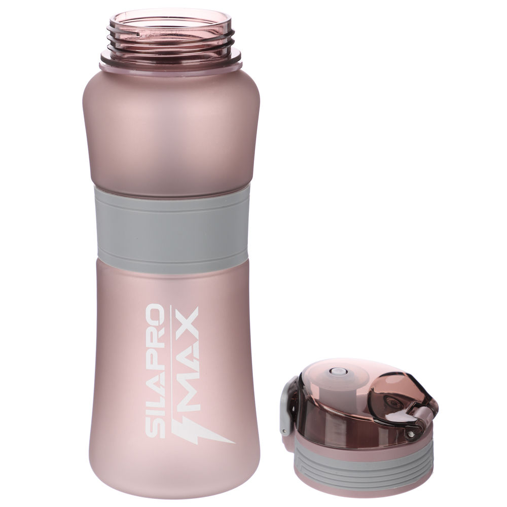 SILAPRO MAX Бутылка спортивная с замком, ELDERBERRY-ULTIMATE GREY, 600мл, РС, силикон, арт.№ 088-081