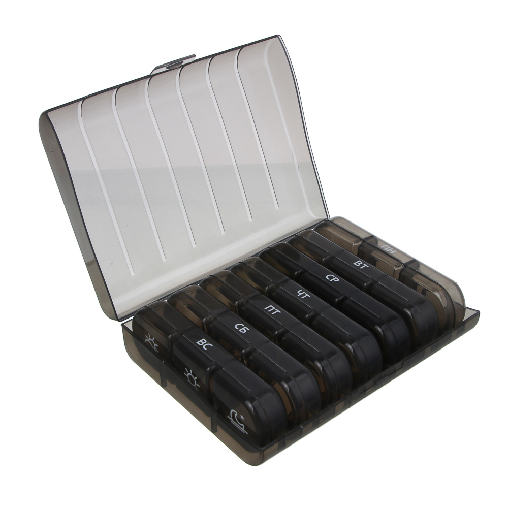 Бокс для таблеток тм VETTA, 21 ячейка, пластик, 15.6x12x4.2см, арт.№ 414-203