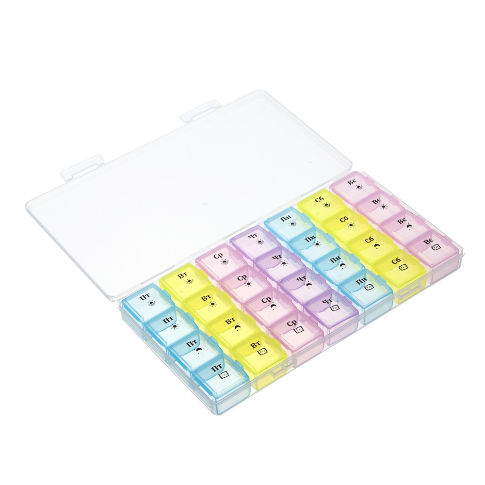 Бокс для таблеток тм VETTA, 28 ячеек, пластик, 19,5х11см, арт.№ 414-204