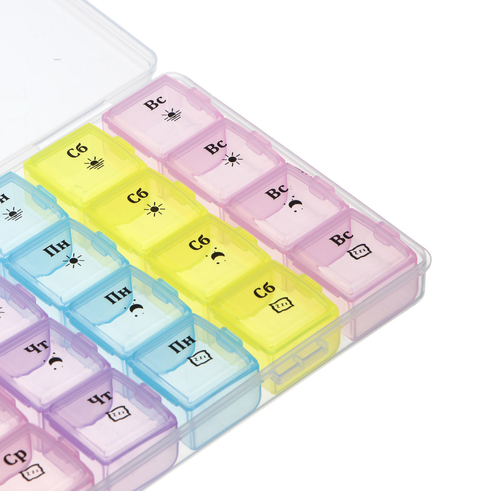 Бокс для таблеток тм VETTA, 28 ячеек, пластик, 19,5х11см, арт.№ 414-204