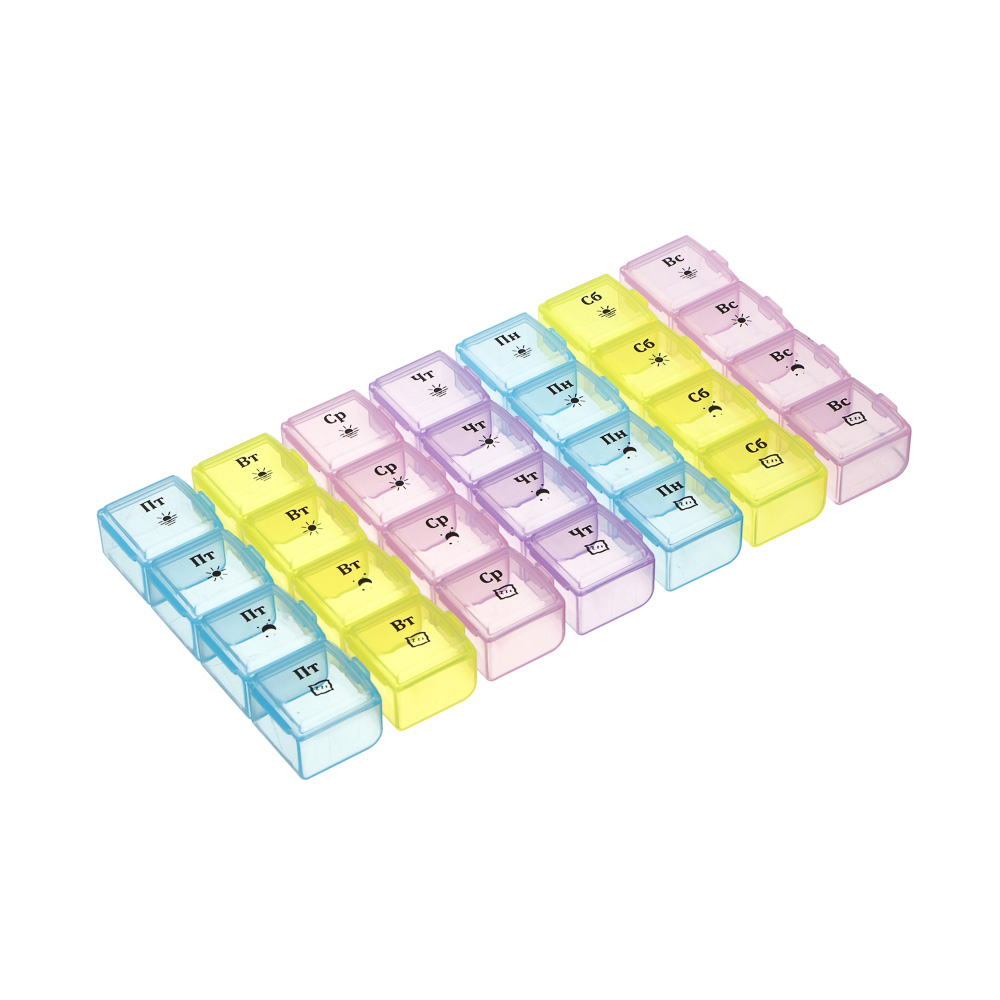 Бокс для таблеток тм VETTA, 28 ячеек, пластик, 19,5х11см, арт.№ 414-204