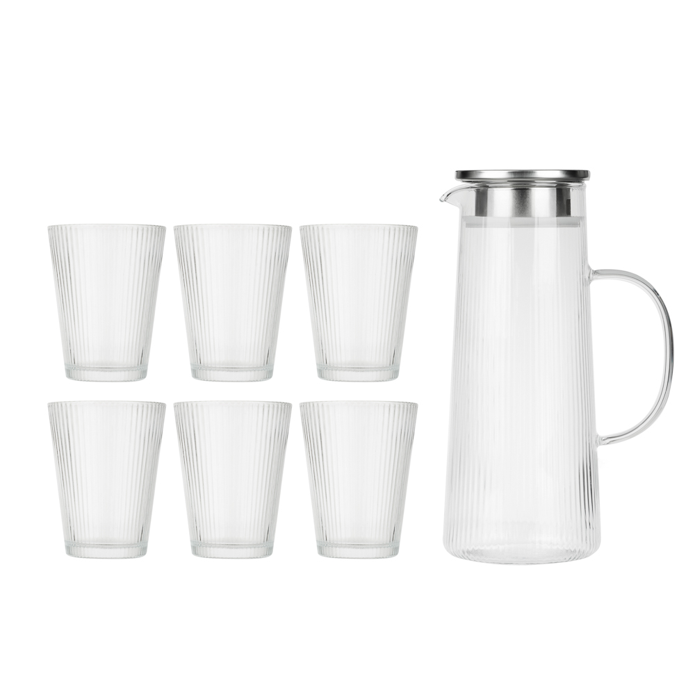 SATOSHI Набор Кувшин 1,3л, 6 стаканов 200мл, стекло, нерж.сталь, арт.№ 850-269