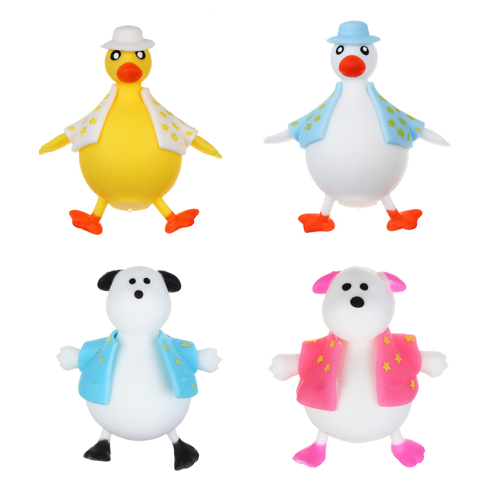 ИГРОЛЕНД Игрушка-антистресс, Утка -весельчак, TPR, 14см, 2 цвета, арт.№ 297-006