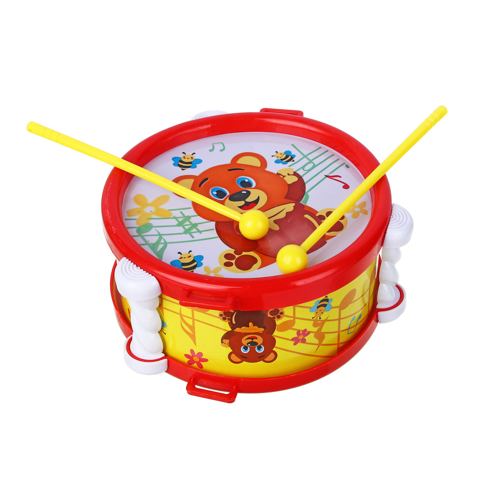 МЕШОК ПОДАРКОВ Барабан детский с палочками, HIPS, PP, картон, 14х14х6,5 см, арт.№ 889-069