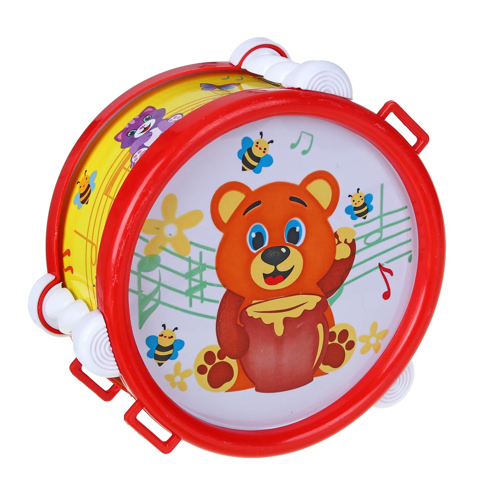 МЕШОК ПОДАРКОВ Барабан детский с палочками, HIPS, PP, картон, 14х14х6,5 см, арт.№ 889-069