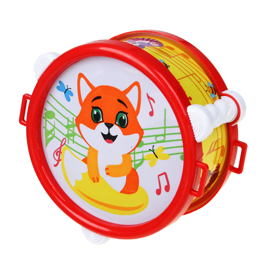 МЕШОК ПОДАРКОВ Барабан детский с палочками, HIPS, PP, картон, 14х14х6,5 см, арт.№ 889-069