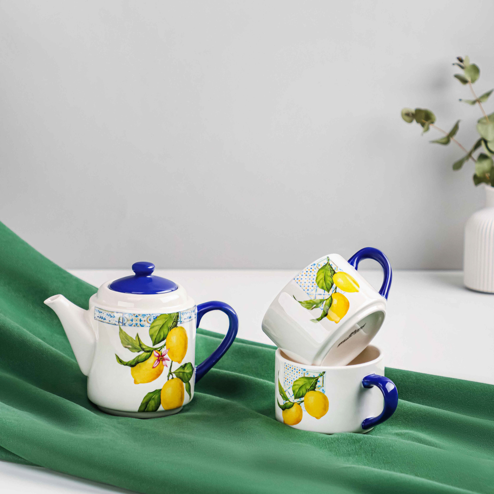 MILLIMI Лимоны Чайный набор на 2 персоны, 400мл, 200мл, 3пр., керамика, арт.№ 824-530
