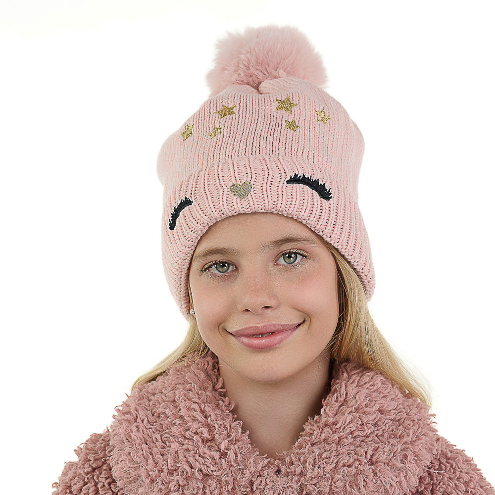 GALANTE Шапка бини детская на подкладе с вышивкой, р-р 52-54 , 3 цвета, СЗШ24-25, арт.№ 314-865