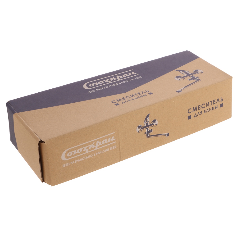 СоюзКран Смеситель для ванны с душем, круглый излив 30см, кер. картридж 35мм, хром, цинк, SK08-S102, арт.№ 566-383