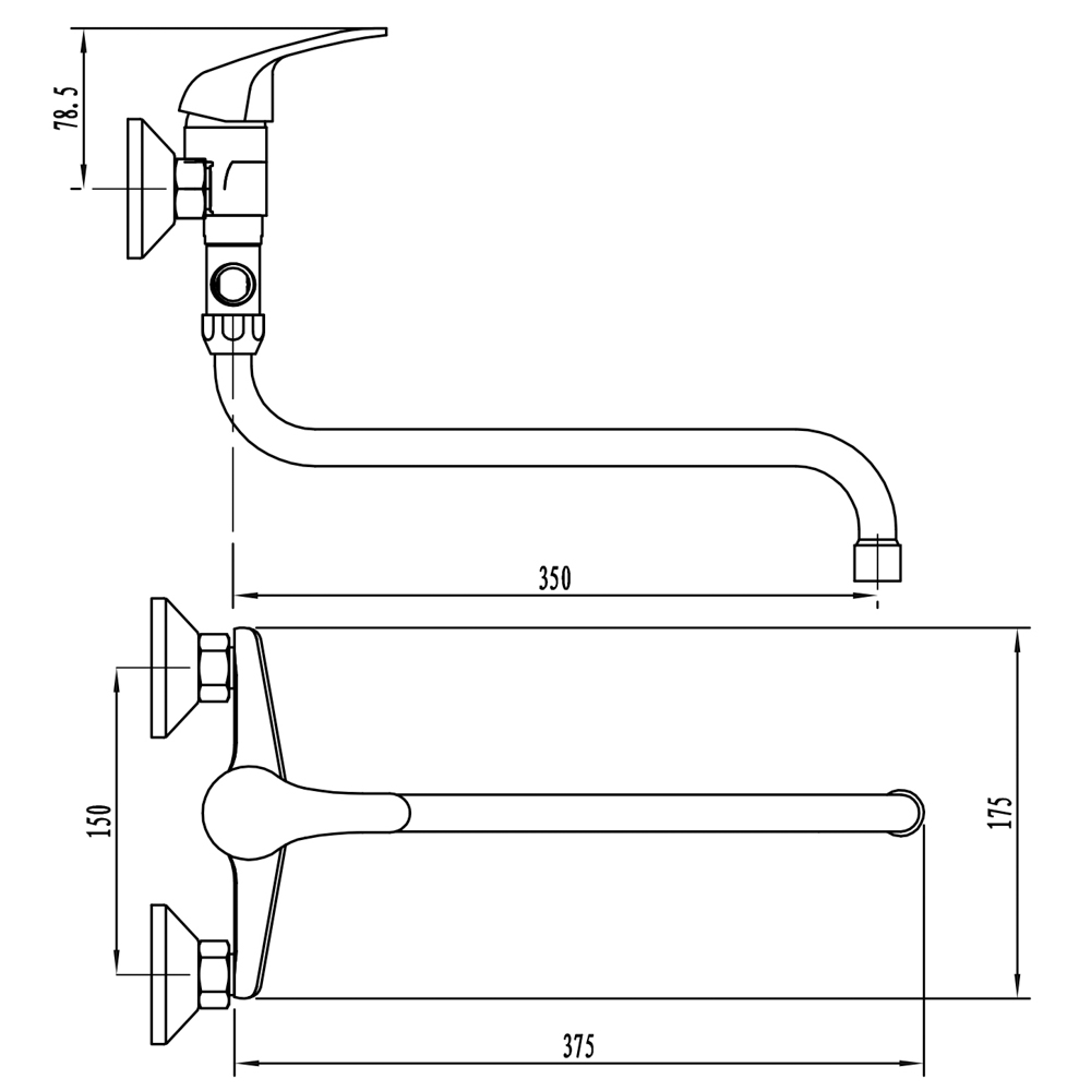 СоюзКран Смеситель для ванны с душем, круглый излив 30см, кер. картридж 35мм, хром, цинк, SK08-S102, арт.№ 566-383
