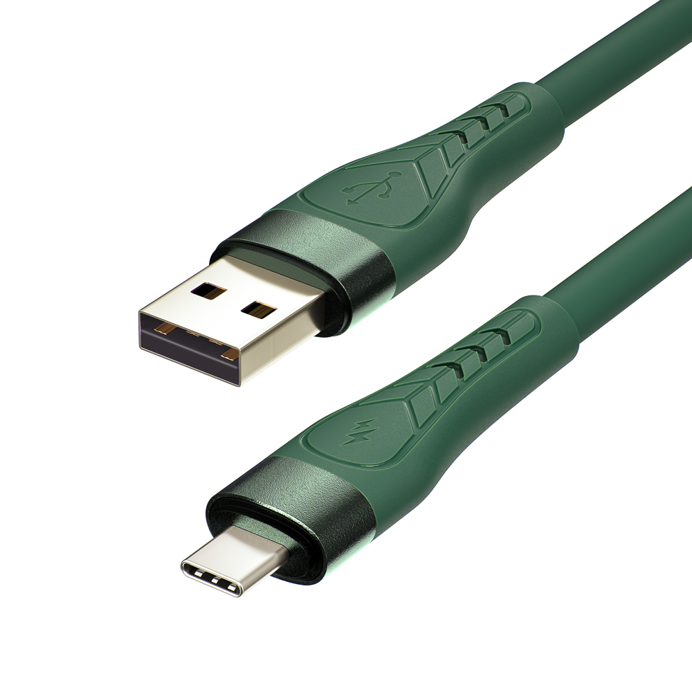 KHARITONOV Кабель для зарядки Type-C, 1 м, 3А, Быстрая зарядка QC3.0, зеленый, арт.№ 931-413