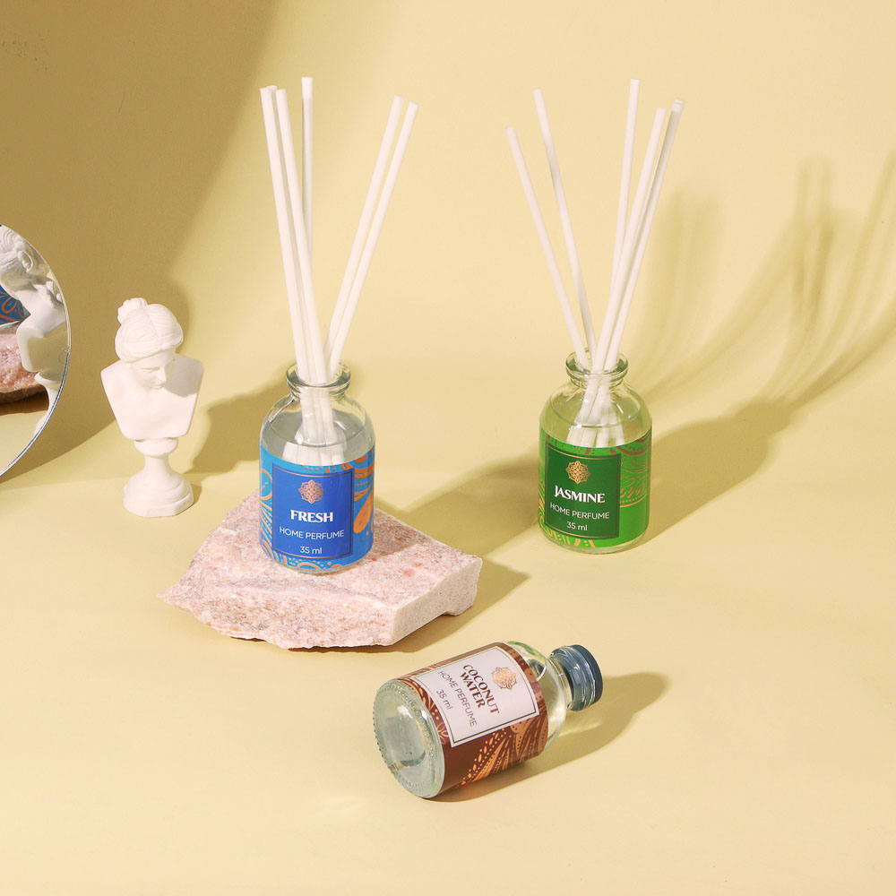 LADECOR Аромадиффузор с палочками, 35 мл, 6 ароматов жасмин,лаванда,сандал,свежесть,кокос,вес.травы, арт.№ 412-047