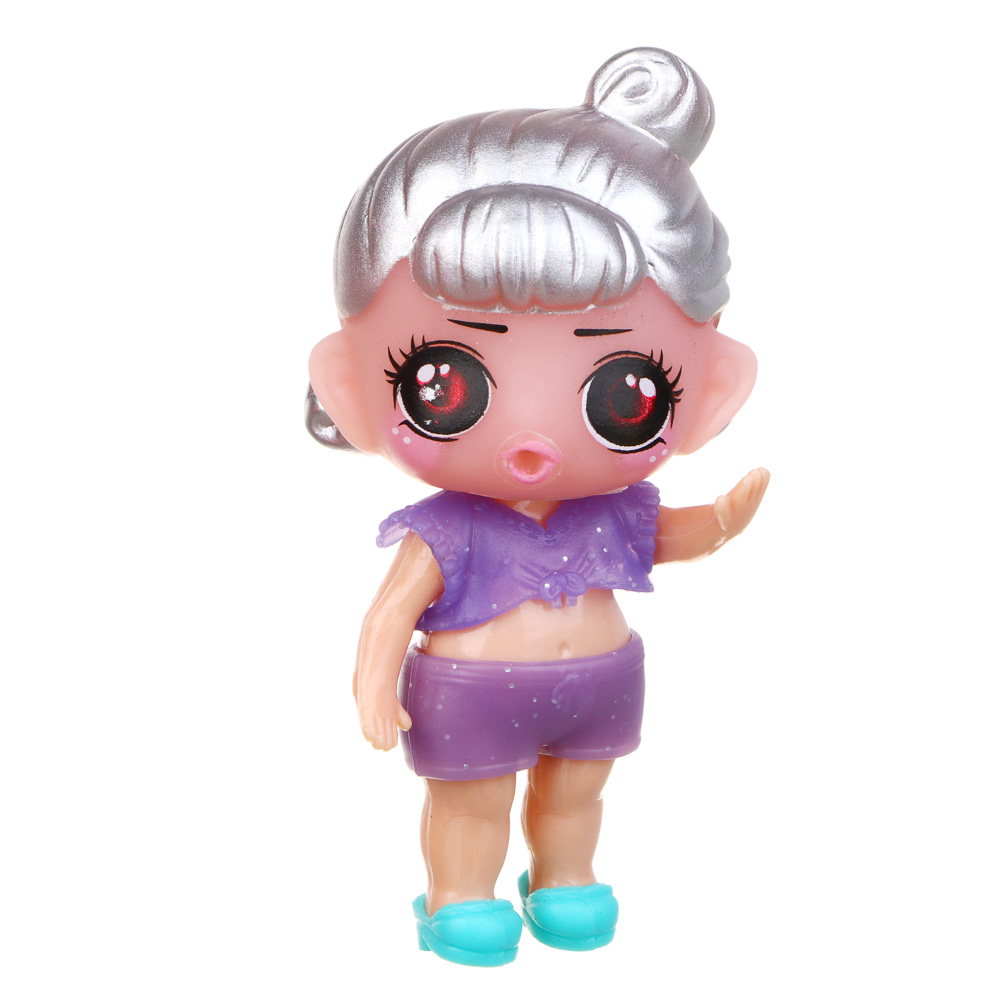 ИГРОЛЕНД Кукла-сюрприз в шаре-подставке, 7 пр., ПВХ, РР, 9,5х9,5х9,5см, 6 дизайнов, арт.№ 274-178