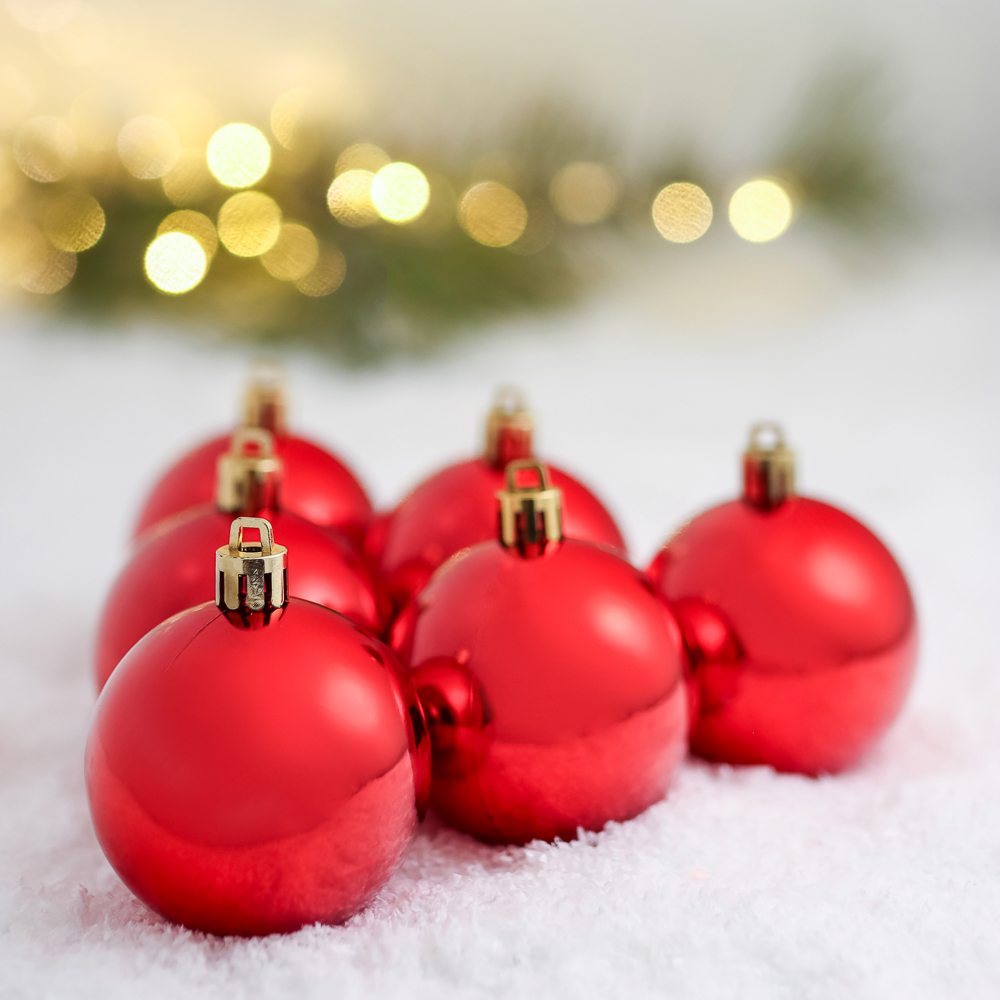 СНОУ БУМ Набор шаров 6шт 6см пластик, красный, арт.№ 372-536