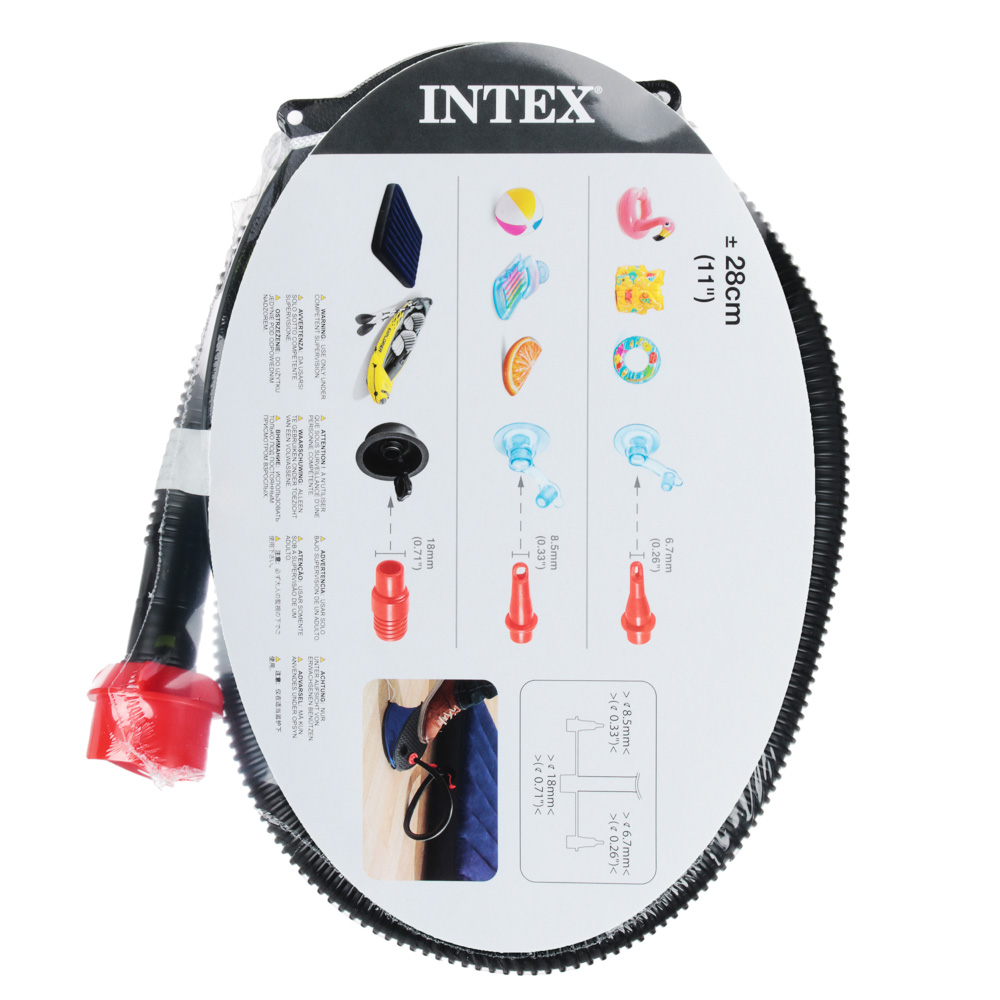 INTEX Насос ножной, объём 3л, 28см, 3 насадки в комплекте, 69611, арт.№ 359-112