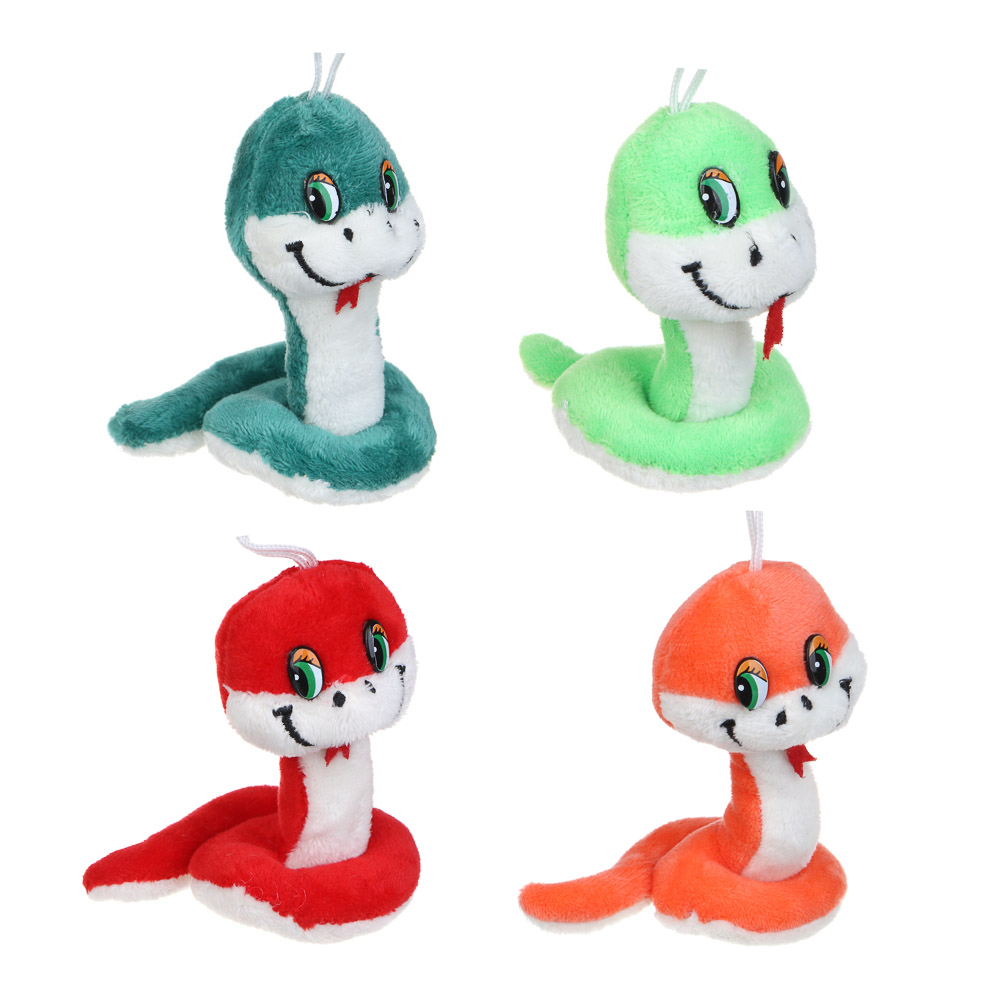 СНОУ БУМ Сувенир мягкий змейка, полиэстер, 9см, 4 дизайна, арт.№ 394-015