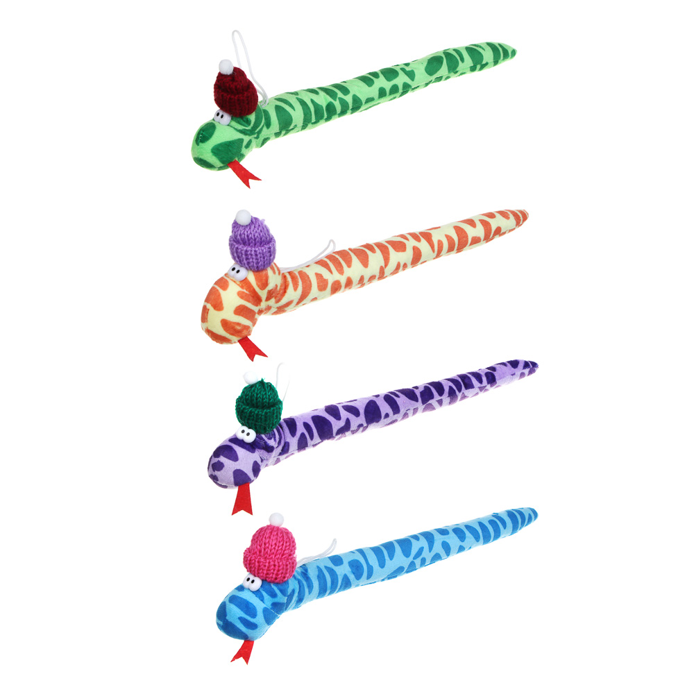 СНОУ БУМ Сувенир мягкий змейка, полиэстер, 28 см, 4 дизайна, арт.№ 394-016