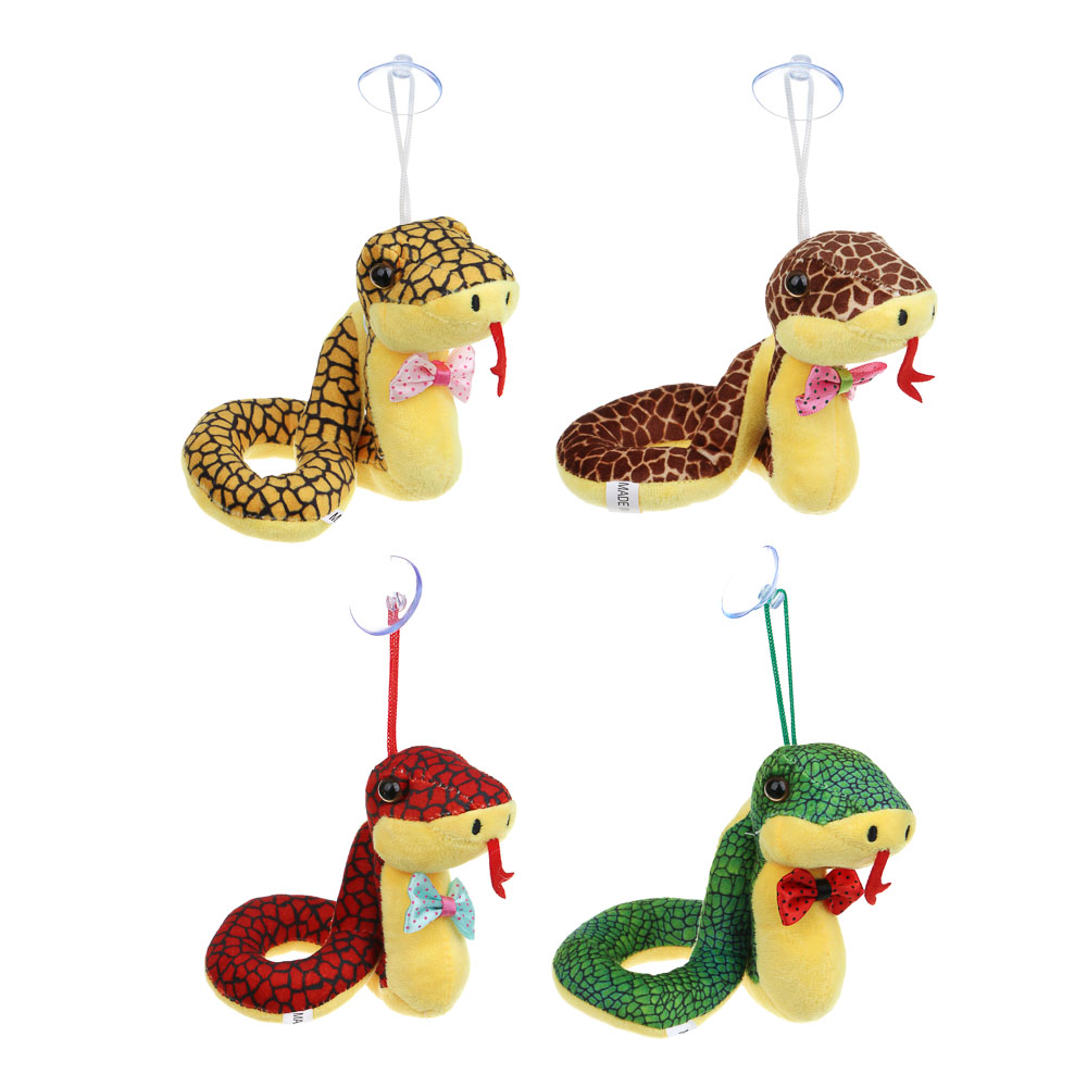 СНОУ БУМ Сувенир мягкий змейка, полиэстер, 11,5 см, 4 цвета, арт.№ 394-017