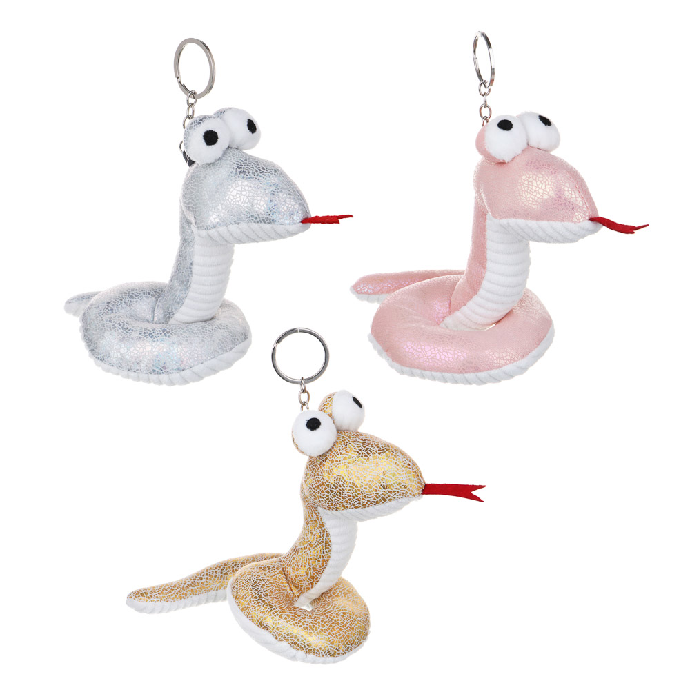 СНОУ БУМ Сувенир мягкий змейка, полиэстер, высота 14см, 3 дизайна, арт.№ 394-018