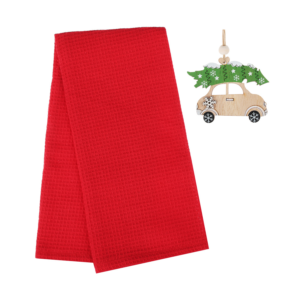 PROVANCE Асти Полотенце вафельное с сувениром, 100% хлопок, 40х60см, красный, арт.№ 492-132