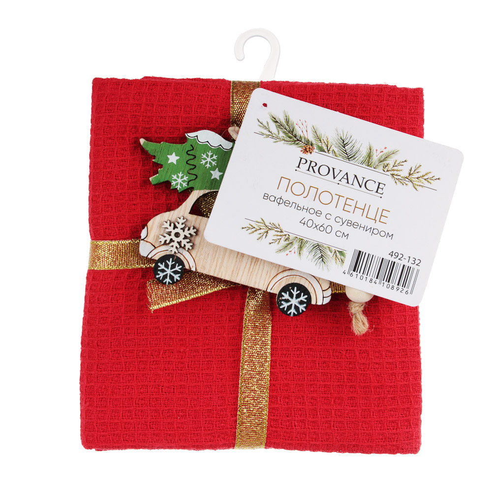 PROVANCE Асти Полотенце вафельное с сувениром, 100% хлопок, 40х60см, красный, арт.№ 492-132