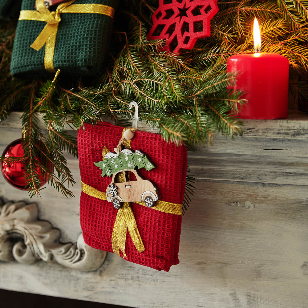 PROVANCE Асти Полотенце вафельное с сувениром, 100% хлопок, 40х60см, красный, арт.№ 492-132