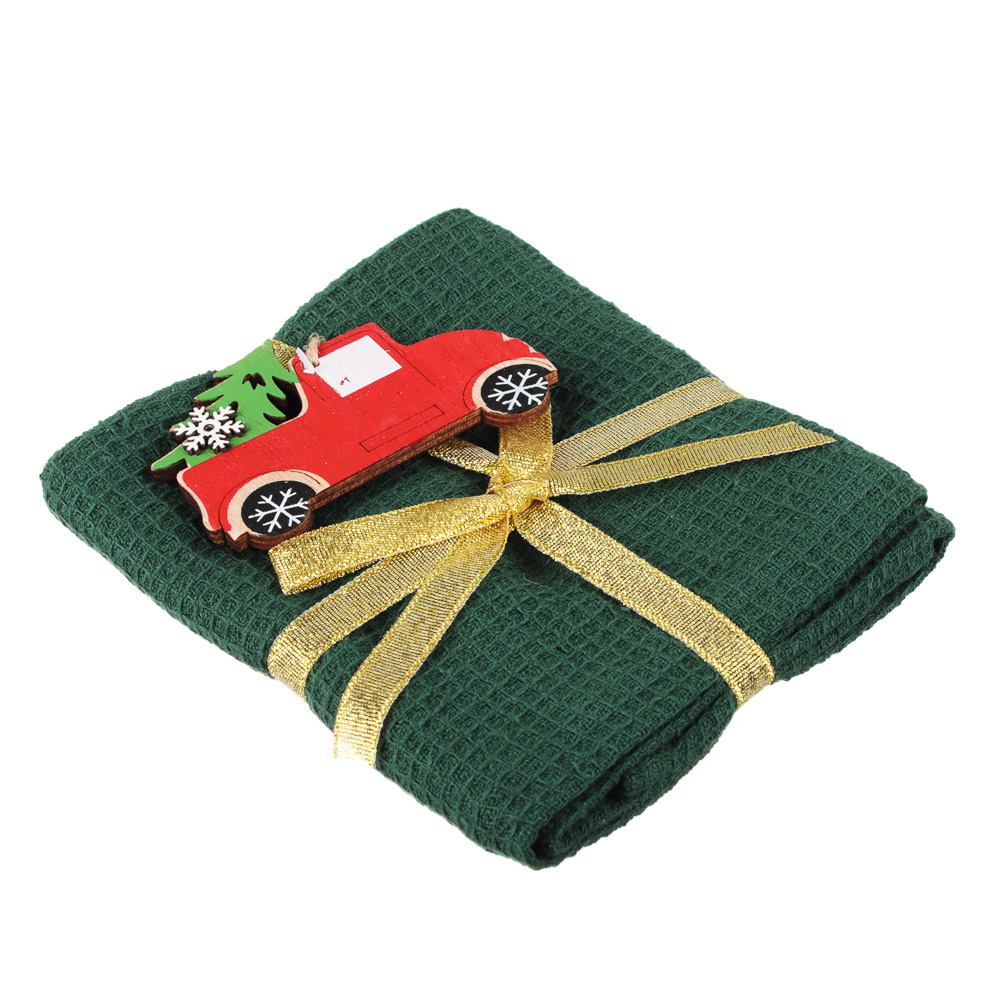 PROVANCE Асти Полотенце вафельное с сувениром, 100% хлопок, 40х60см, зеленый, арт.№ 492-133