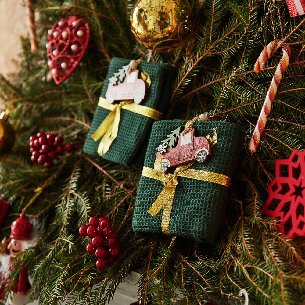 PROVANCE Асти Полотенце вафельное с сувениром, 100% хлопок, 40х60см, зеленый, арт.№ 492-133