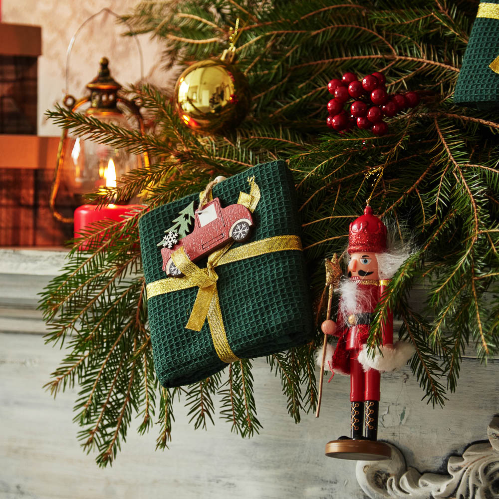 PROVANCE Асти Полотенце вафельное с сувениром, 100% хлопок, 40х60см, зеленый, арт.№ 492-133