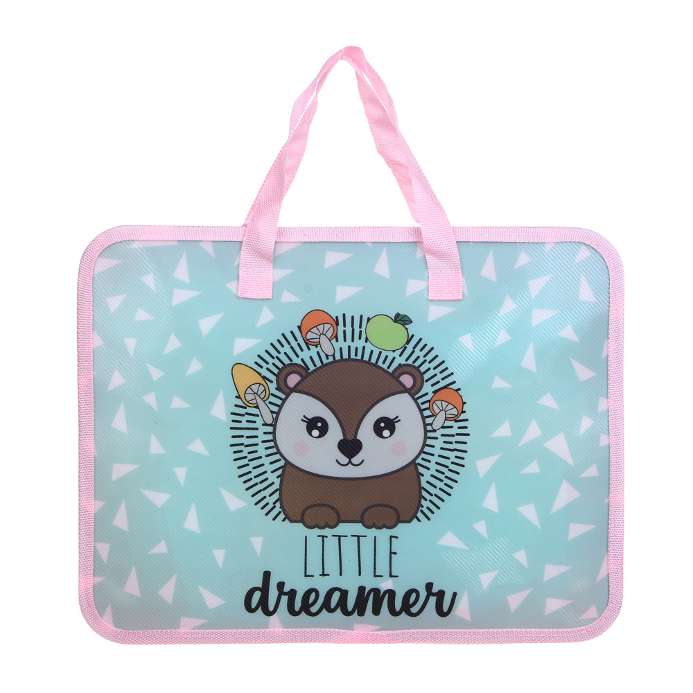 ЕЖИК Папка для тетрадей 33,5x26см, для A4, расширение, молния сверху, ручки, пластик, арт.№ 236-092