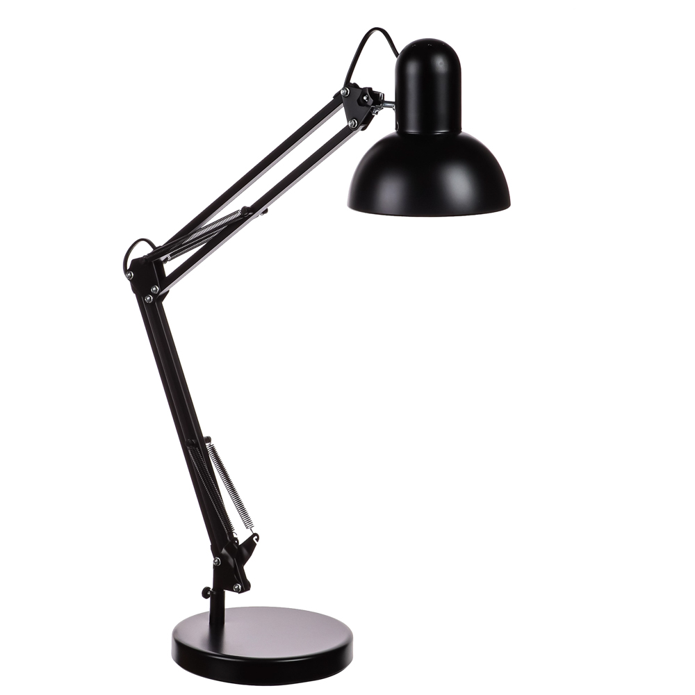 Светильник настольный BY Лунд, Е27, 60Вт, 85см, 110–240 В, с подставкой и струбциной ,металл, черный, арт.№ 476-431