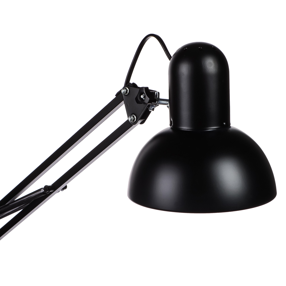 Светильник настольный BY Лунд, Е27, 60Вт, 85см, 110–240 В, с подставкой и струбциной ,металл, черный, арт.№ 476-431