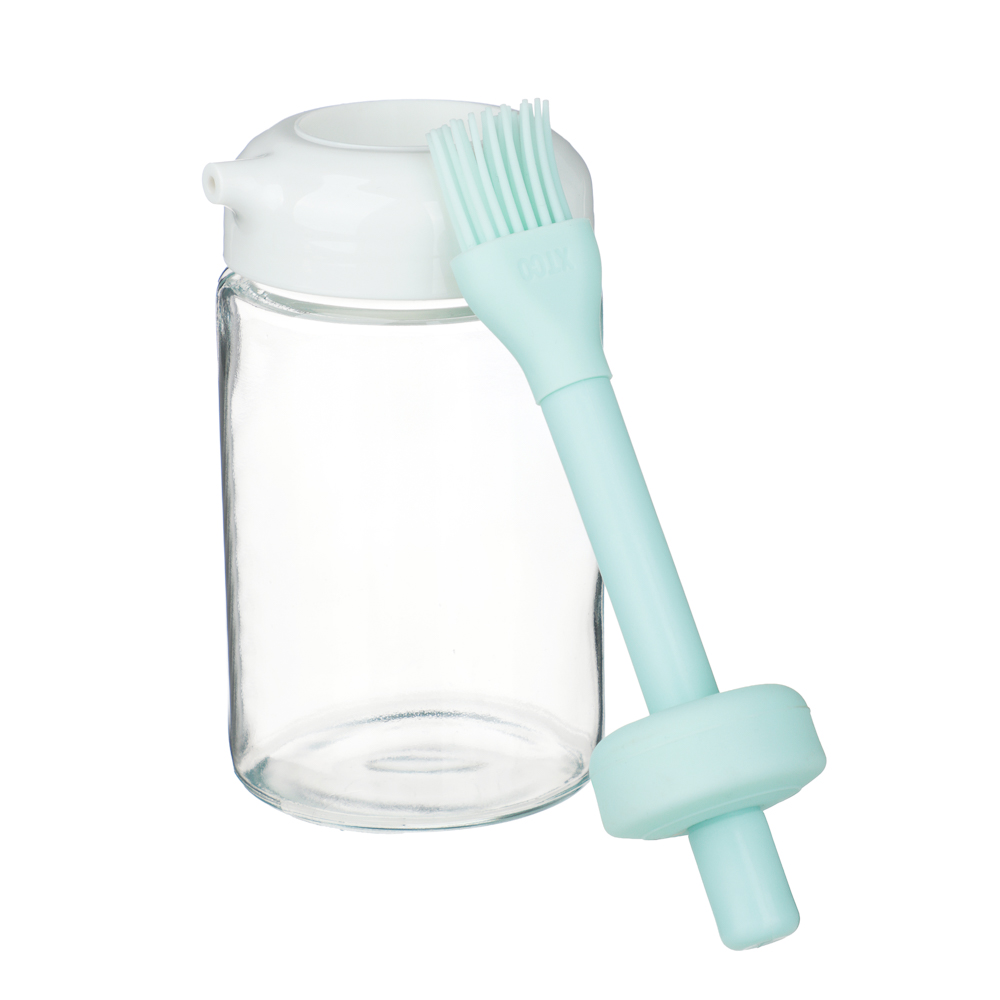 VETTA Банка для масла с кисточкой, 250 мл, стекло, пластик, силикон, зеленый, арт.№ 828-348