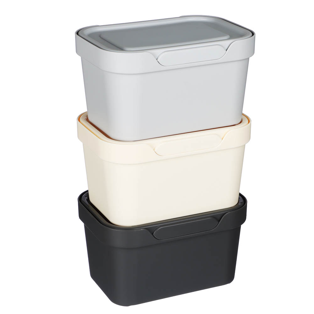 Корзина с крышкой универсальная 1,9л LUXE, 18,9х13,2х11см, пластик, 3 цвета, арт.№ 414-099