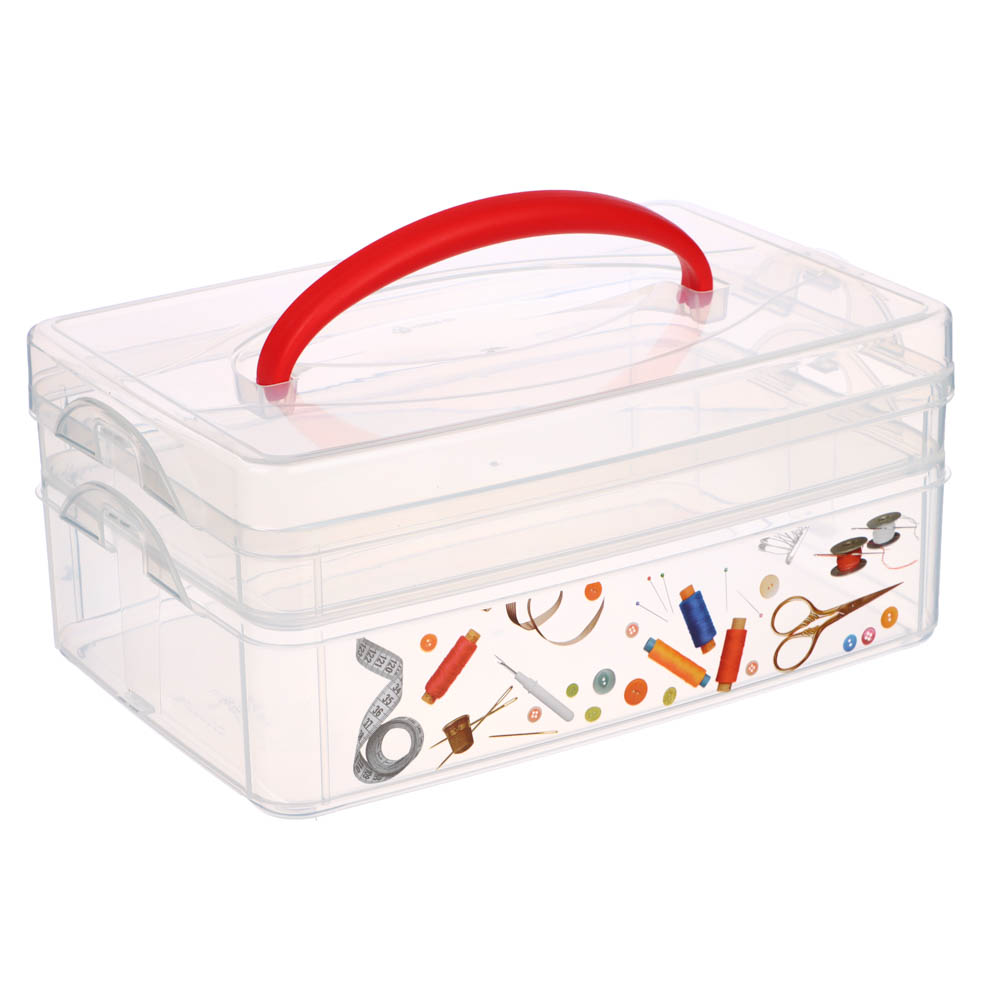 Контейнер универсальный 2 секции, 245х160х105мм, (1л+2л), пластик, цвет прозрачный, арт.№ 414-103