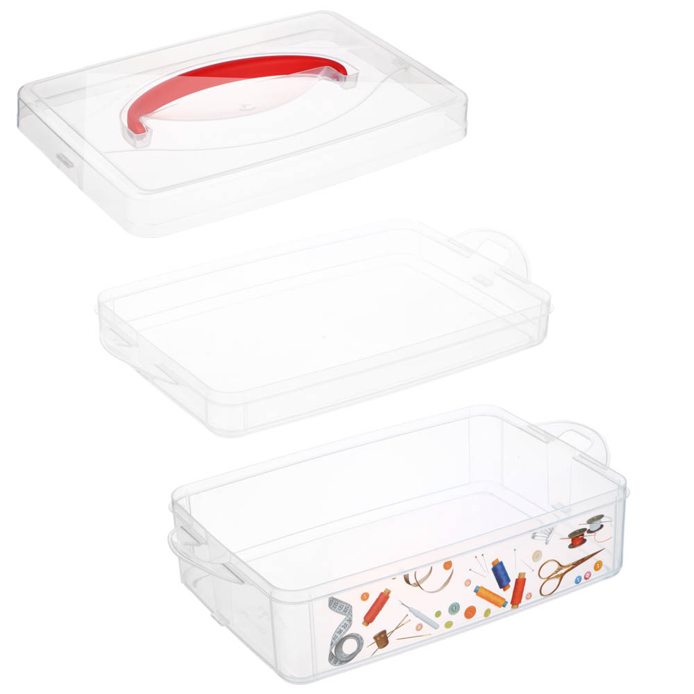 Контейнер универсальный 2 секции, 245х160х105мм, (1л+2л), пластик, цвет прозрачный, арт.№ 414-103