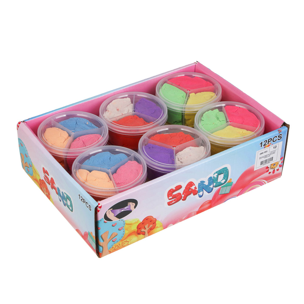 Набор для творчества, кинетический песок "Хлопковый", 3 цвета по 50гр, 8,5х4см, микс, арт.№ 289-193