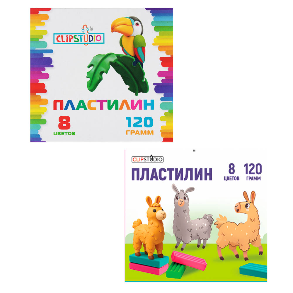 Пластилин 8цв. ClipStudio 120 грамм, в картонном выдвижном пенале, арт.№ 239-048
