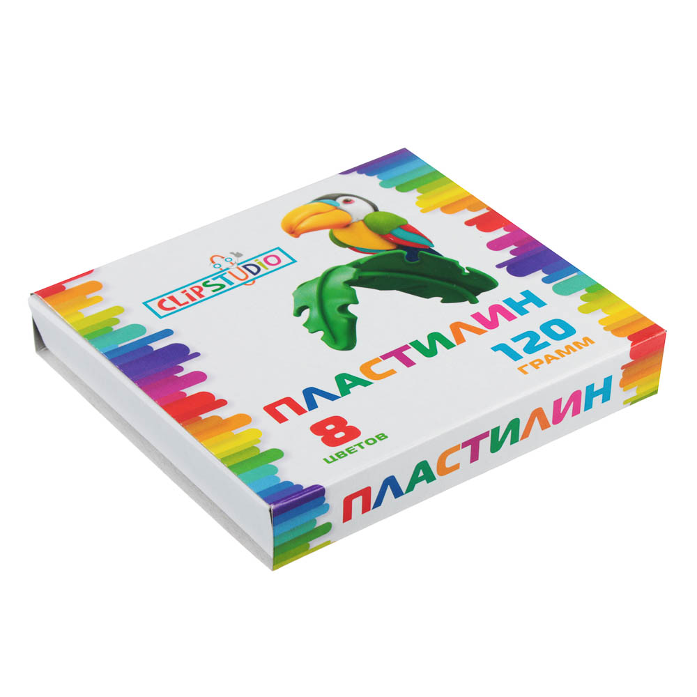 Пластилин 8цв. ClipStudio 120 грамм, в картонном выдвижном пенале, арт.№ 239-048