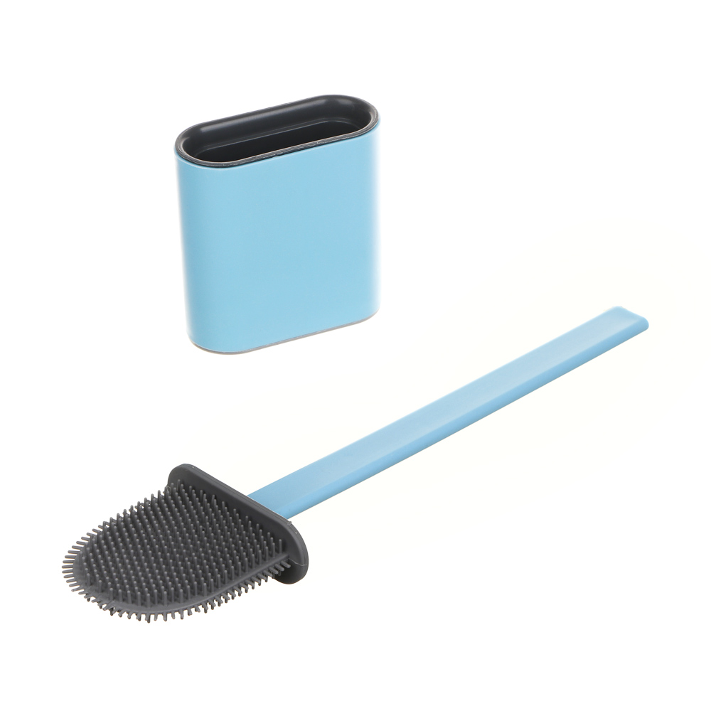 VETTA Ёрш для туалета силиконовый для труднодоступ.мест, на стену, полипропилен, 10х36,5см, голубой, арт.№ 463-255